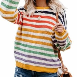 Crew neck multi stripe sweater